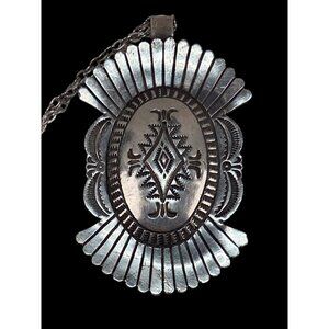 Vintage Navajo Sterling Silver 925 Concho Pendant Necklace Vincent Platero 40gr